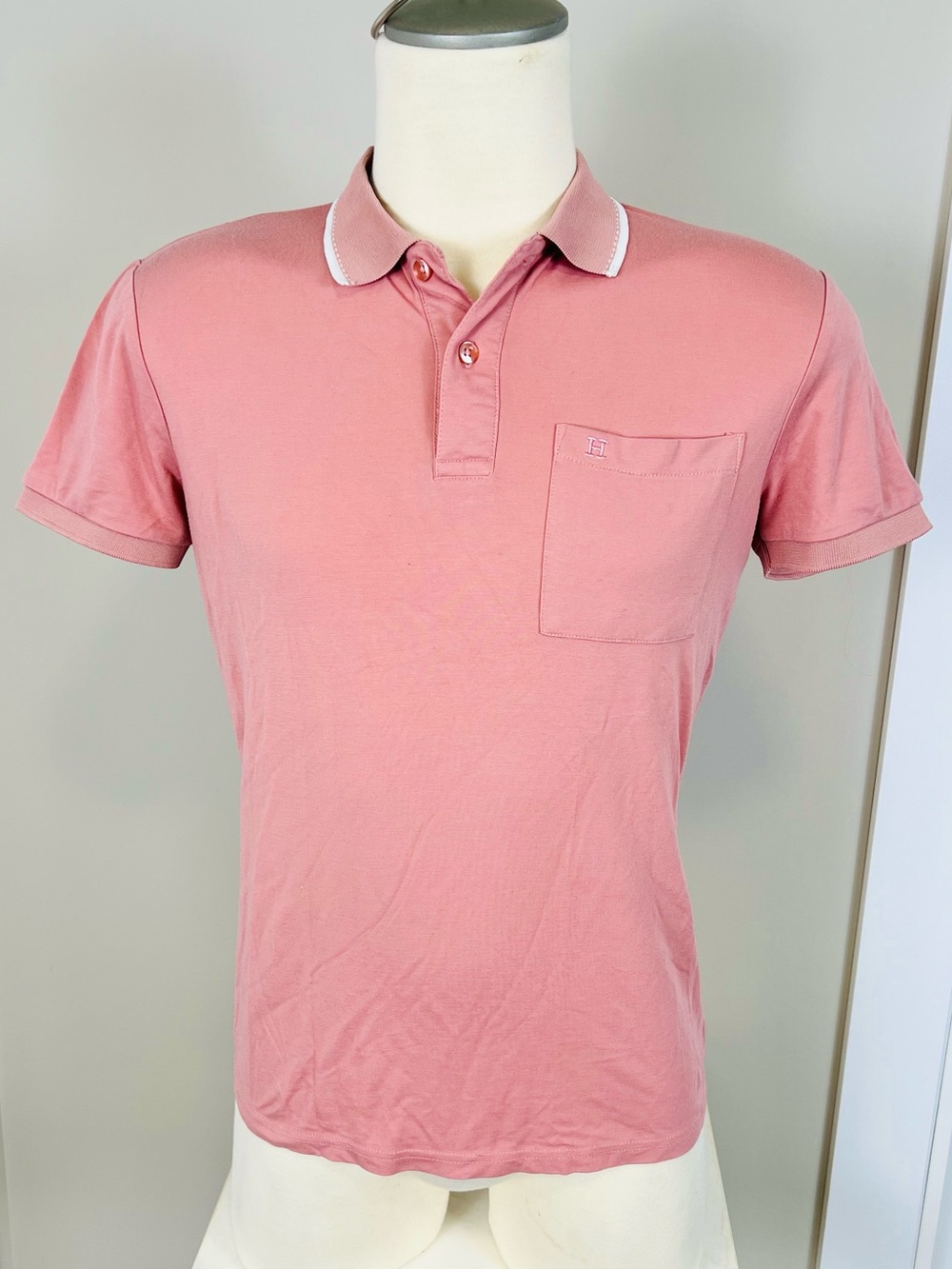 Hermes ? Pink Polo Shirt with Chest Pocket